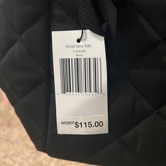 Vera Bradley * Women's Performance Twill Small Vera Tote Bag- Black * NWT* - Picture 4 of 6